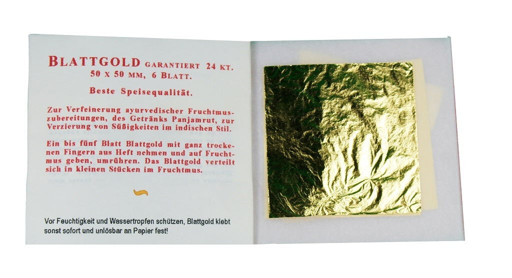 Blattgold 6 Blatt, 50 x 50 mm