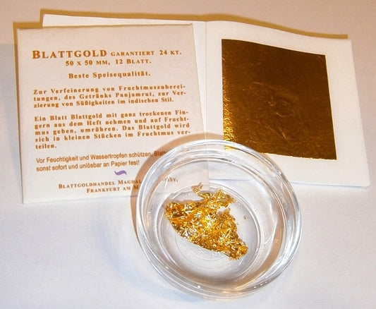 Blattgold 12 Blatt, 50 x 50 mm