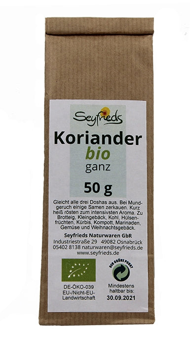 Koriander ganz bio 50 g Seyfrieds