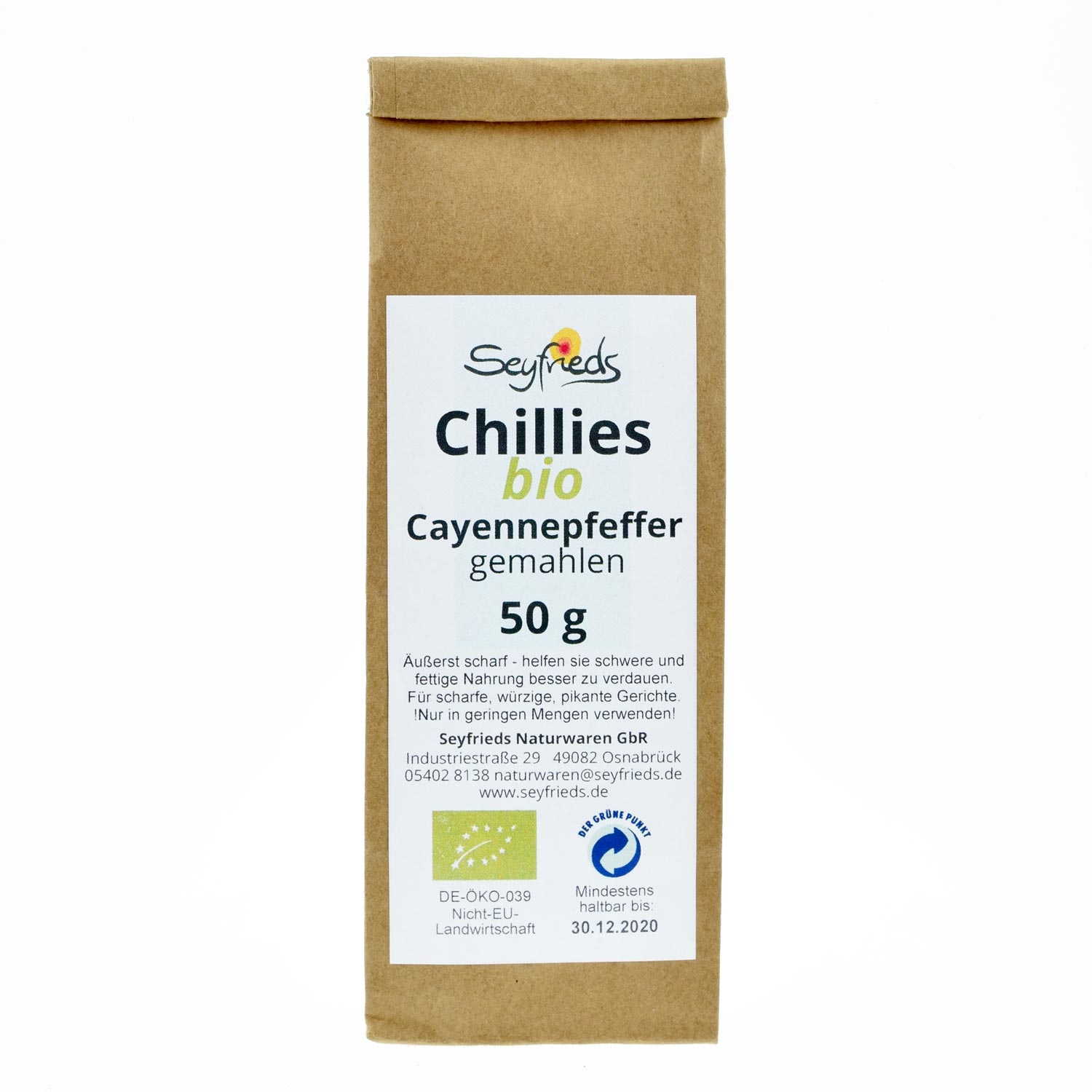 Chillies gemahlen bio 50 g Seyfrieds