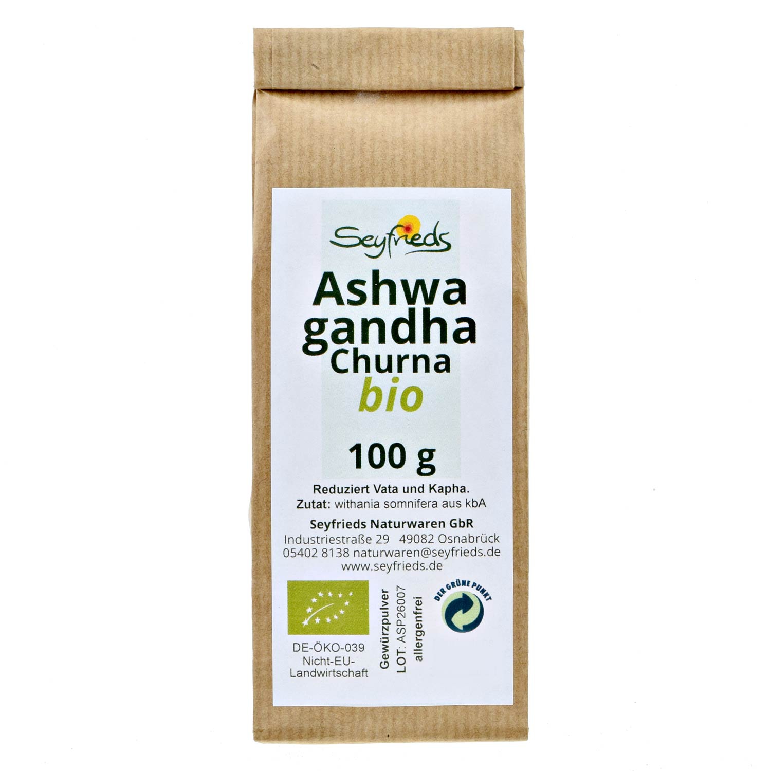 Ashwagandha Churna bio 100 g Seyfrieds